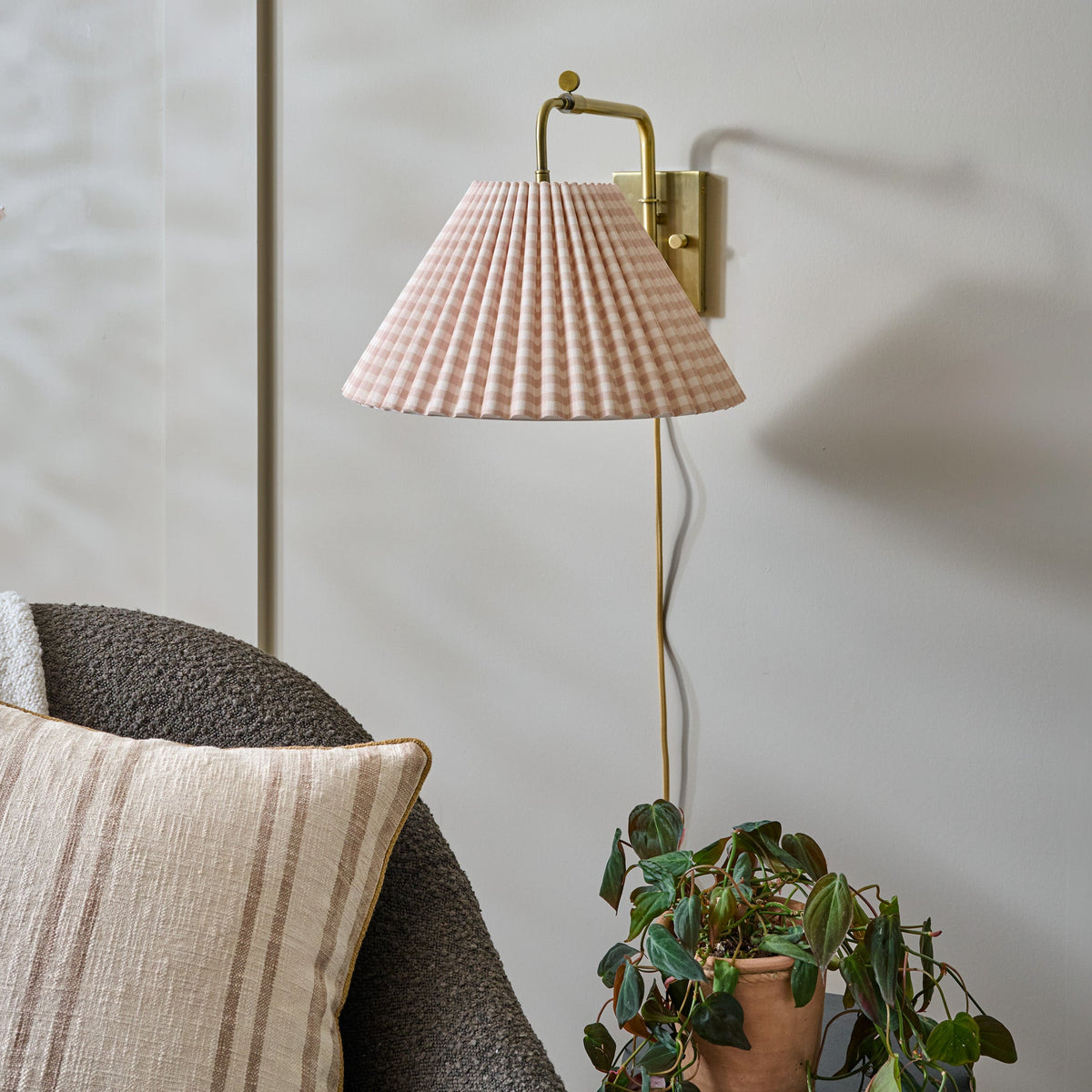 Mavelle Gingham Swivel Plug-In Sconce wall sconce - Detail View