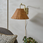 Mavelle Tapered Rattan Swivel Plug-In Sconce wall sconce - Detail View