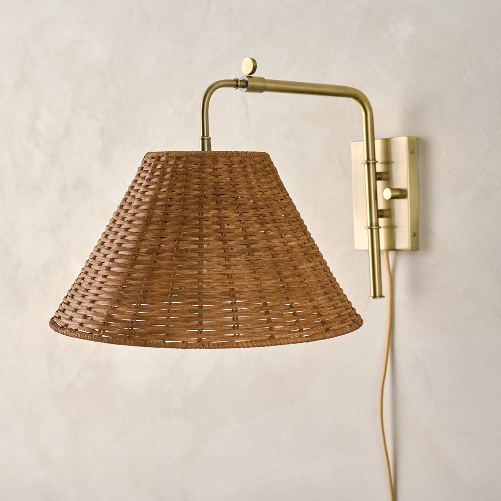 Mavelle Tapered Rattan Swivel Plug-In Sconce wall sconce