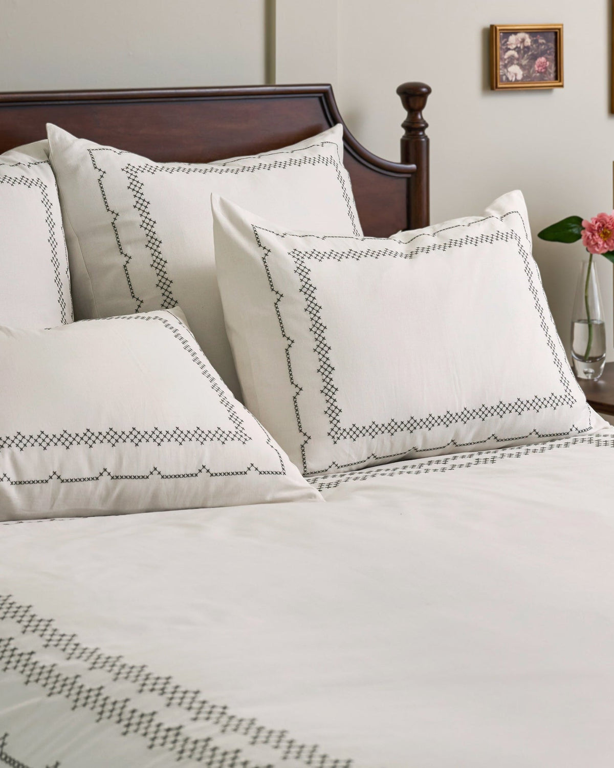 Mavelle Daphne Green Cross-Stitch Duvet Cover duvet cover - Detail View