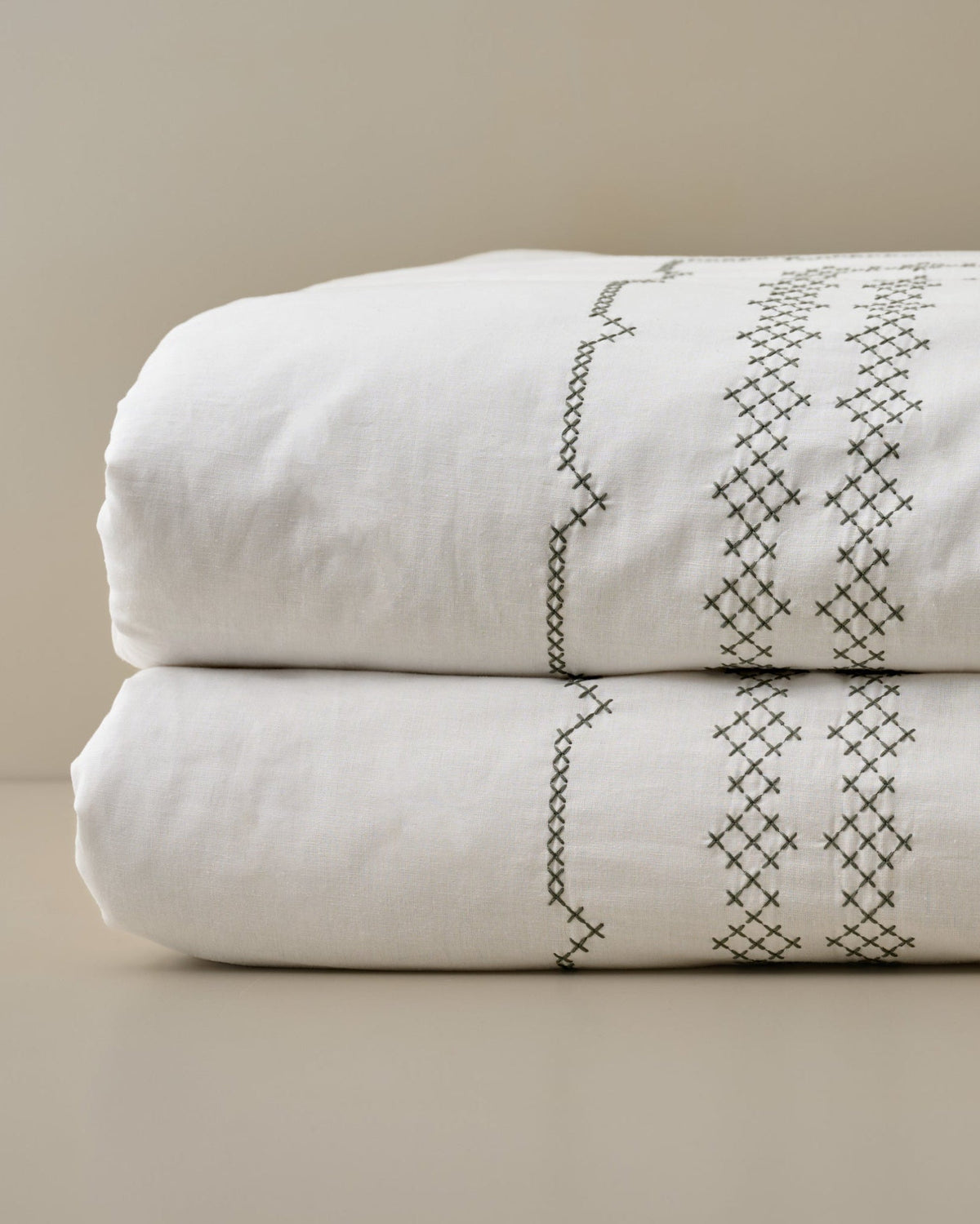 Mavelle Daphne Green Cross-Stitch Duvet Cover duvet cover