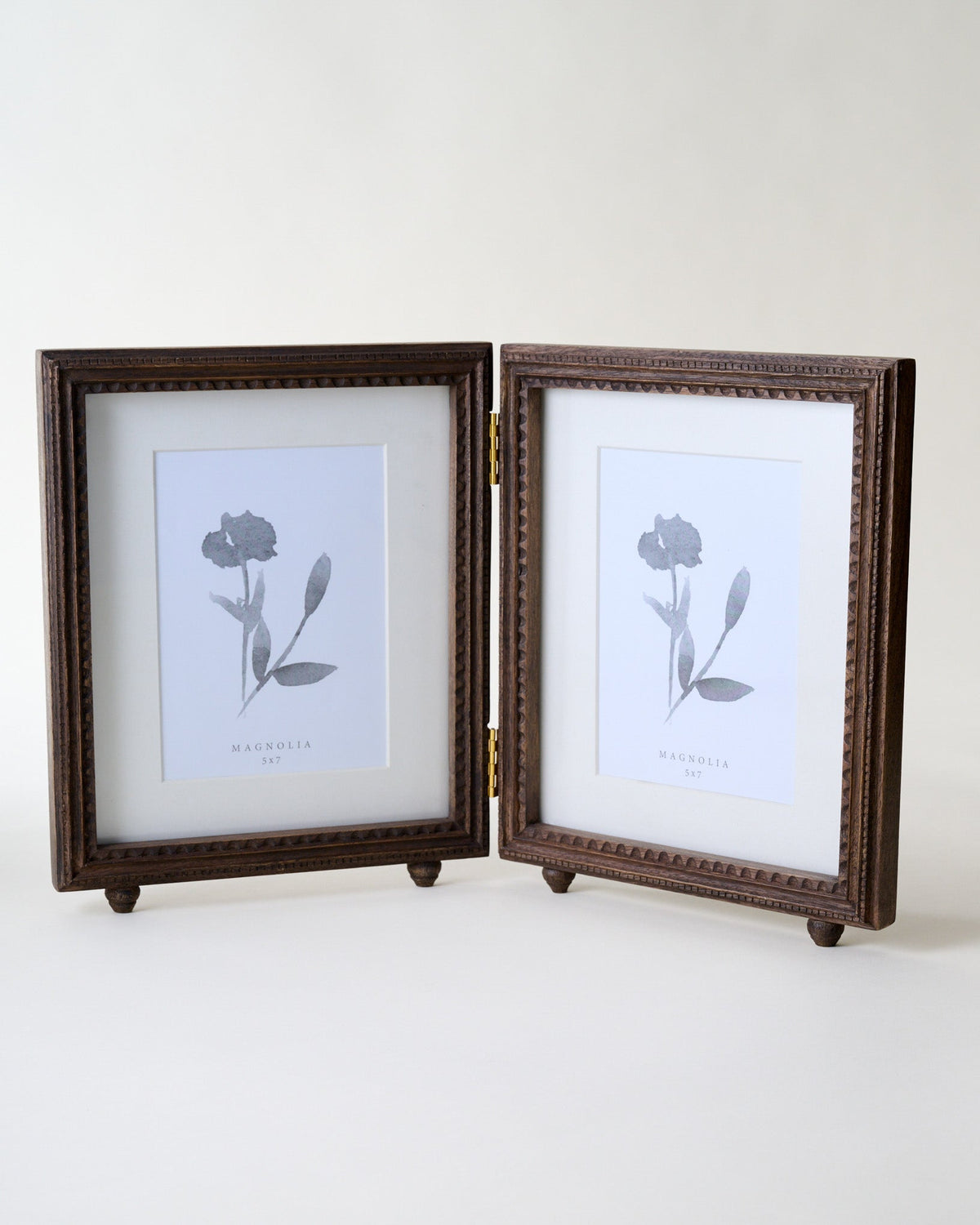 Mavelle Annie Antiqued Wood Double Photo Frame picture frame - Detail View