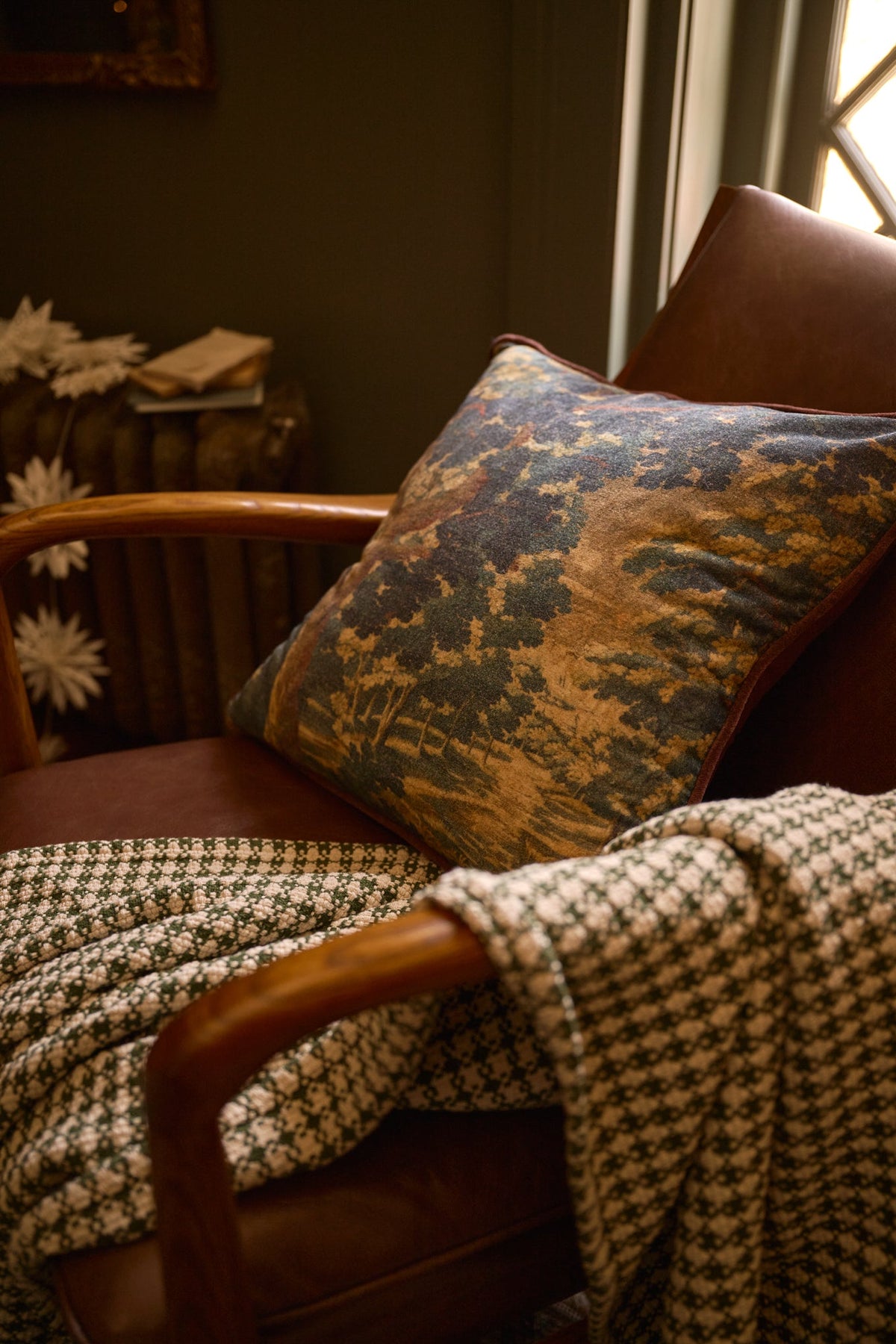 Mavelle Evergrove Printed Velvet Pillow throw pillow - Detail View