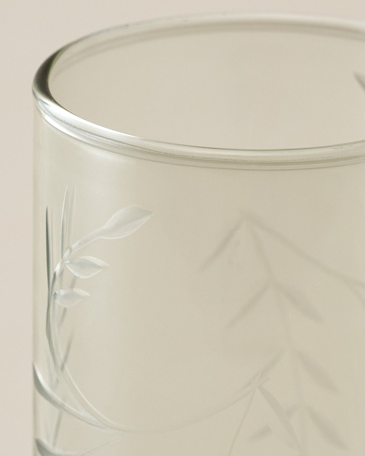 Mavelle Recycled Etched Glass Tumbler, Green drinking glass - Alternate View
