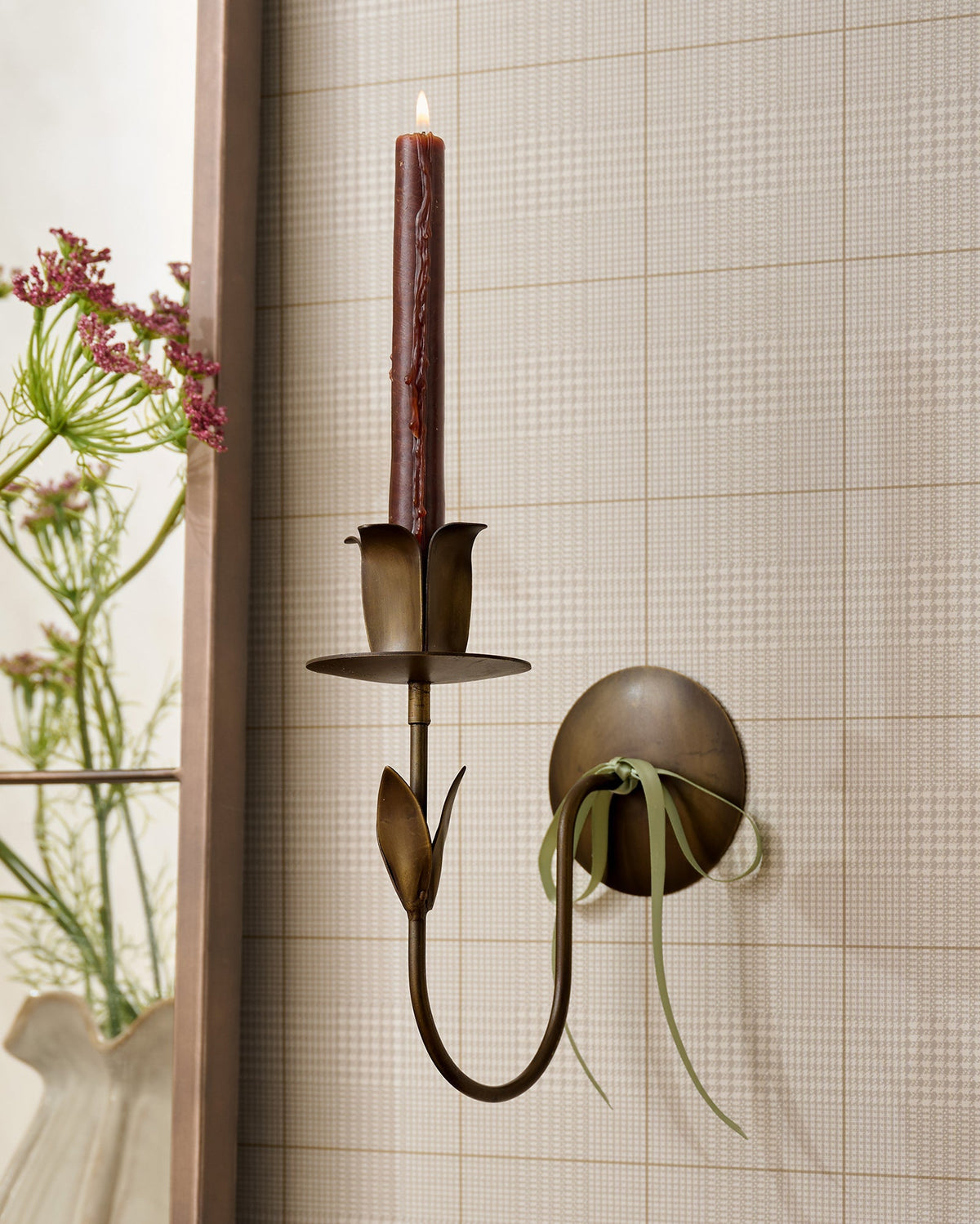 Mavelle Antique Brass Forged Tulip Wall Sconce wall sconce - Detail View