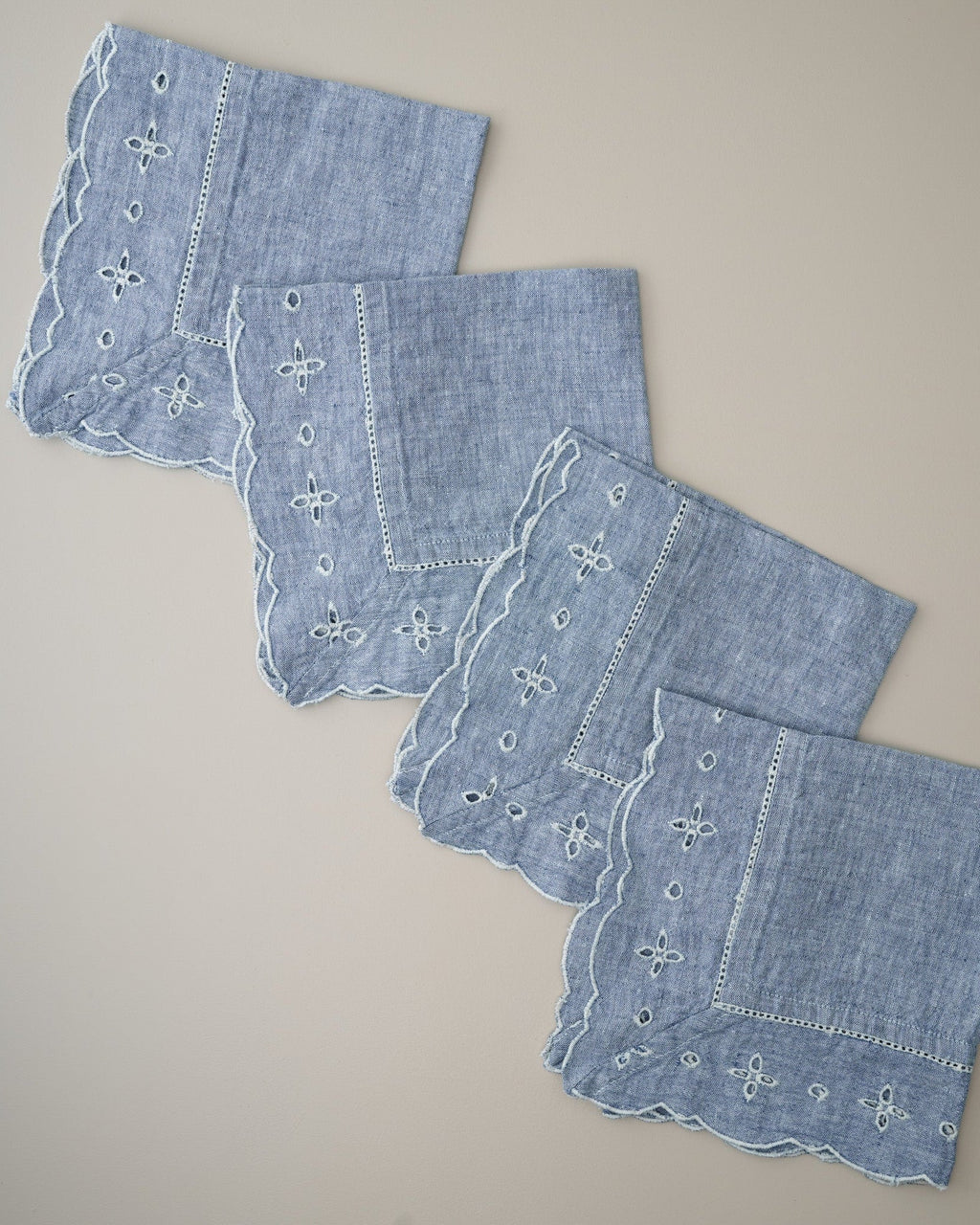 Mavelle Chambray Eyelet Napkin Set of Four cloth napkin set - Detail View