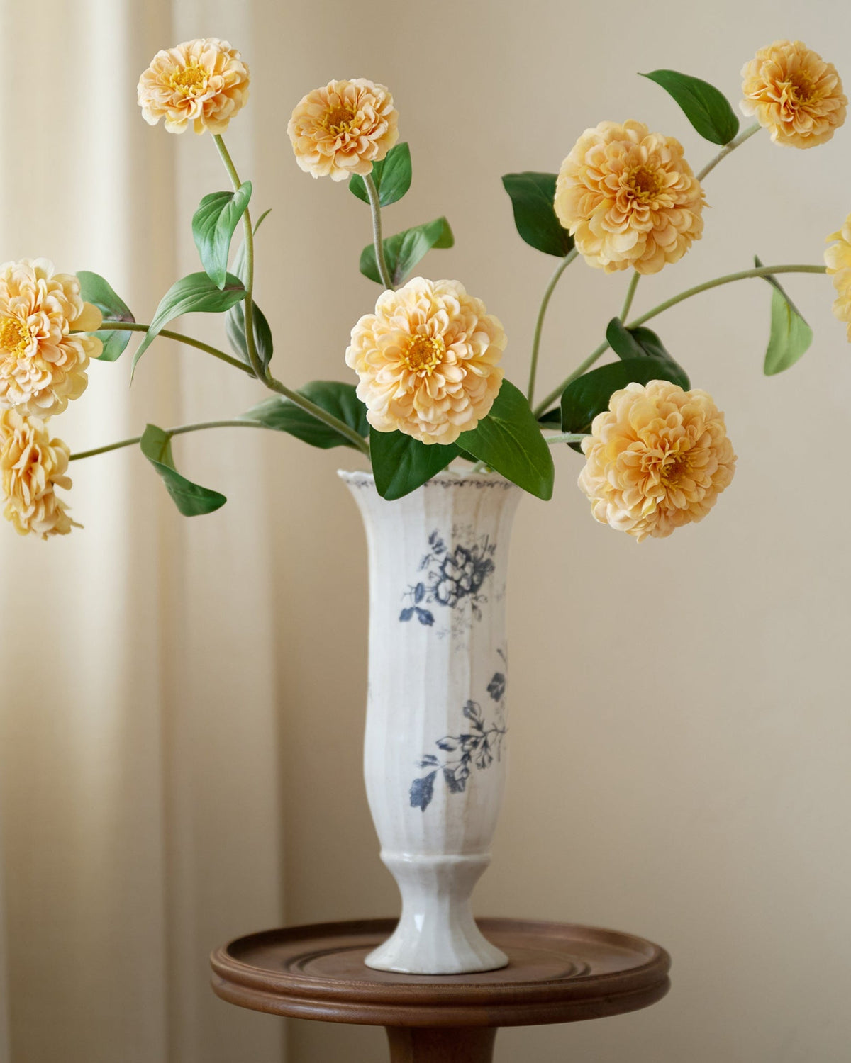 Mavelle Heirloom Garden Navy Floral Footed Vase vase - Styled in Room