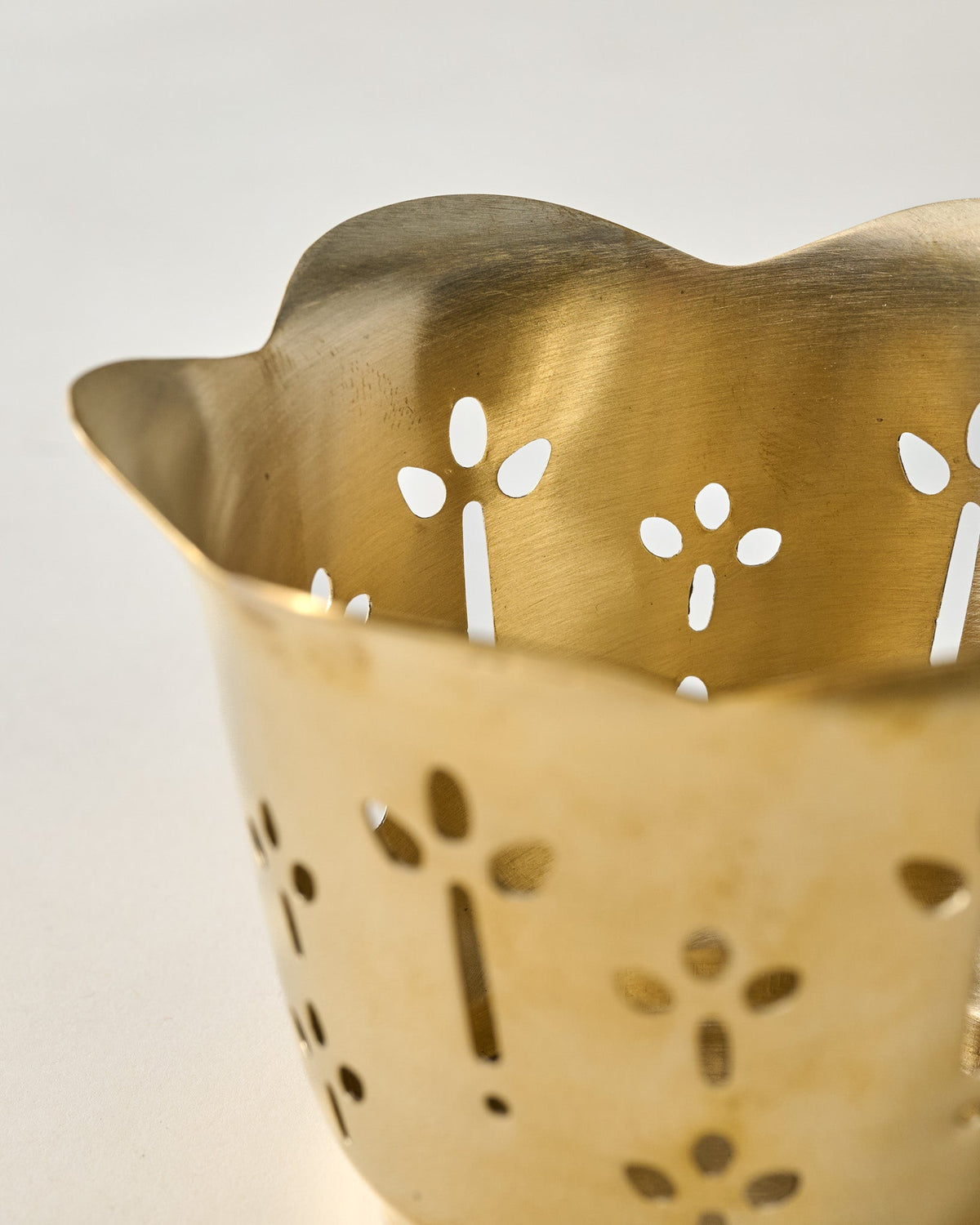 Mavelle Solid Brass Floral Candle Holder candle holder - Styled in Room
