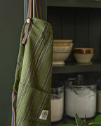 Mavelle Olive Herringbone Stripe Apron kitchen linen - Styled in Room