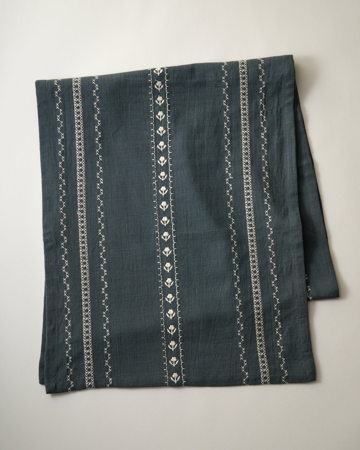 Mavelle Dusty Blue Embroidered Table Runner table runner