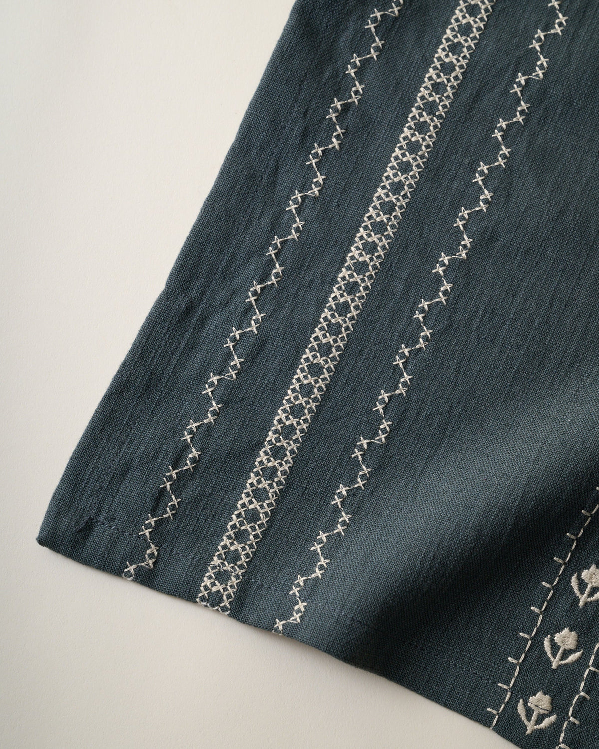 Mavelle Dusty Blue Embroidered Table Runner table runner - Close-Up