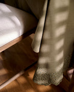 Mavelle Olive Green Scalloped Eyelet Tablecloth tablecloth - Detail View