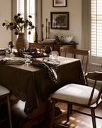 Mavelle Olive Green Scalloped Eyelet Tablecloth tablecloth