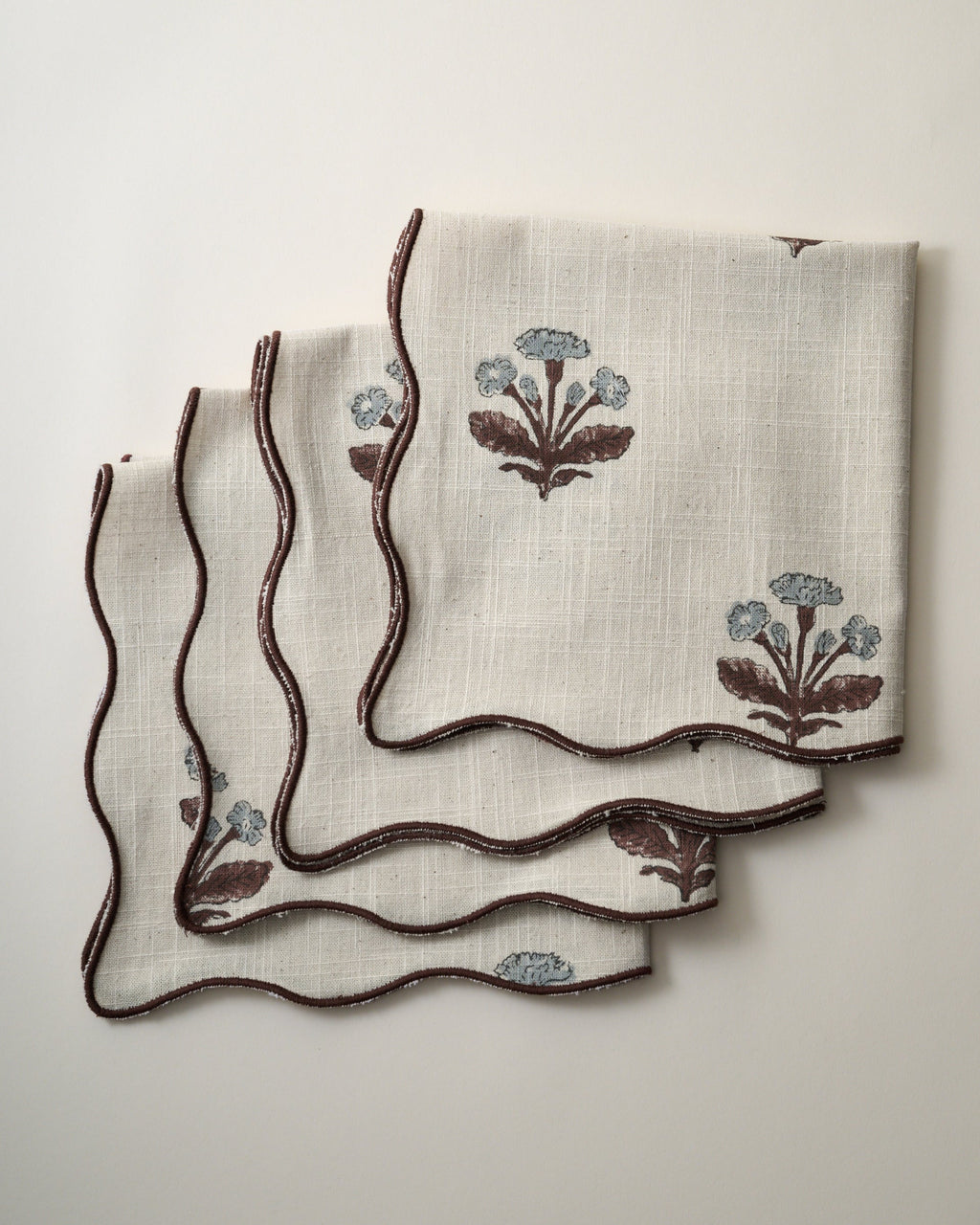 Mavelle Elaine Block Print Napkin Set of Four cloth napkin set - Detail View
