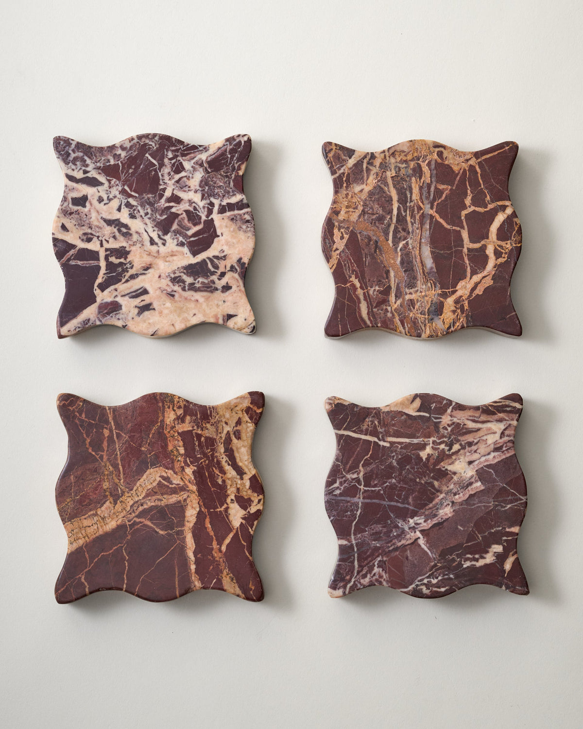 Mavelle Wavy Scallop Marble Coaster Set of 4 coaster set - Detail View