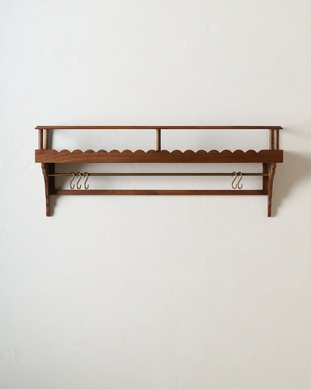 Mavelle Anderson Scallop Shelf with Rail wall shelf - Styled in Room