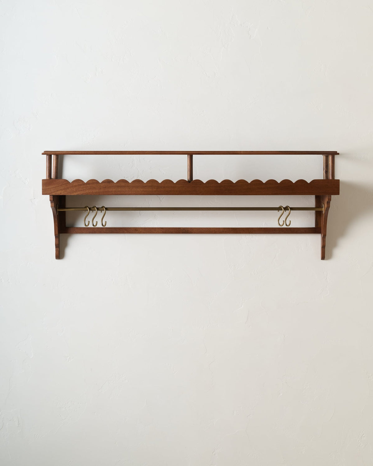 Mavelle Anderson Scallop Shelf with Rail wall shelf - Styled in Room