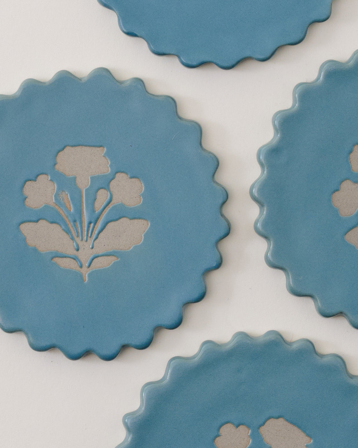 Mavelle Micro-Scallop Floral Coaster Set of Four coaster set - Detail View
