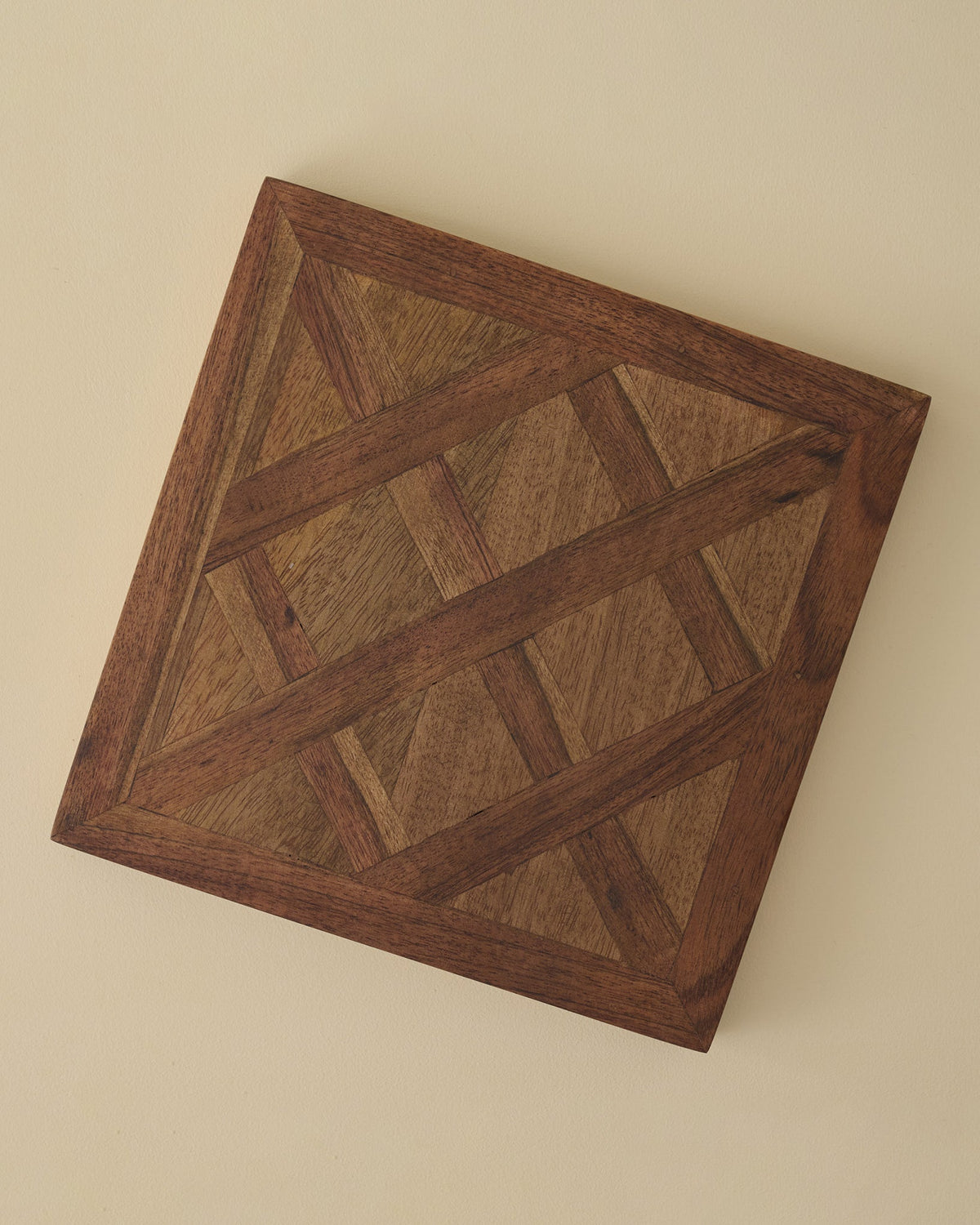 Mavelle Lattice Two-Tone Wood Trivet trivet - Detail View