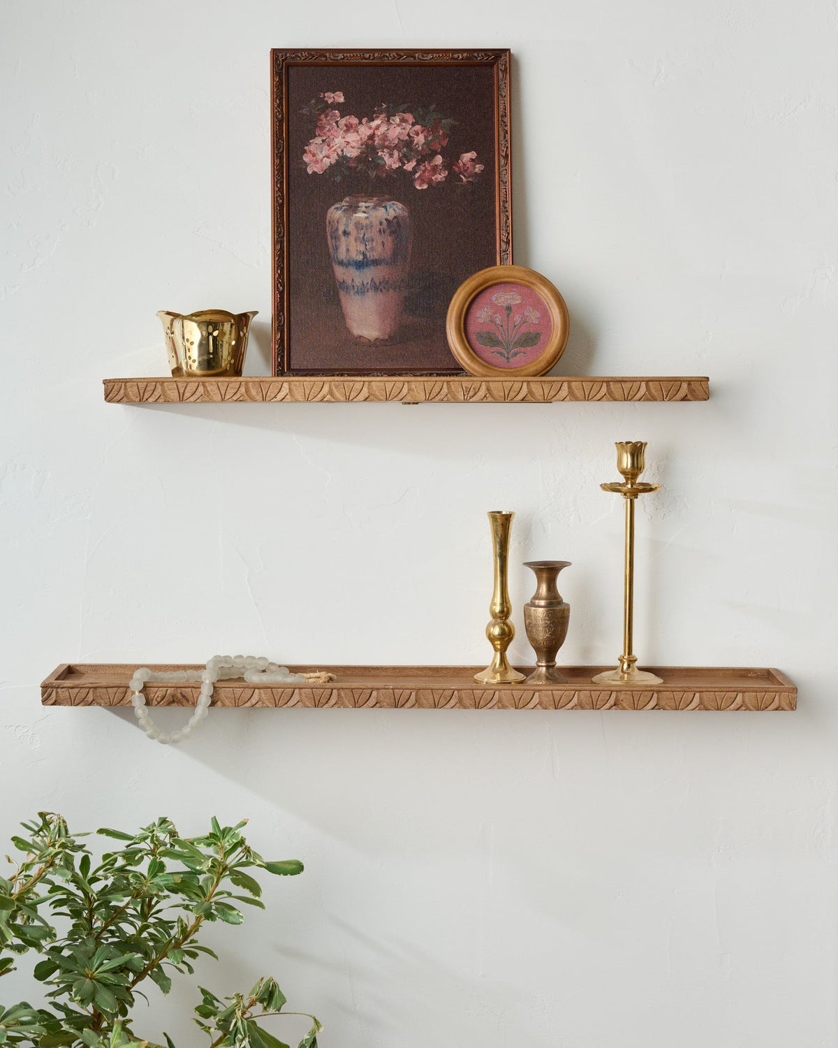 Mavelle Beckett Carved Wood Shelf wall shelf - Detail View
