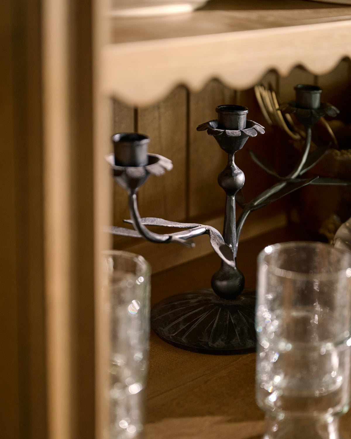 Mavelle Gracie Forged Candelabra candle holder - Detail View
