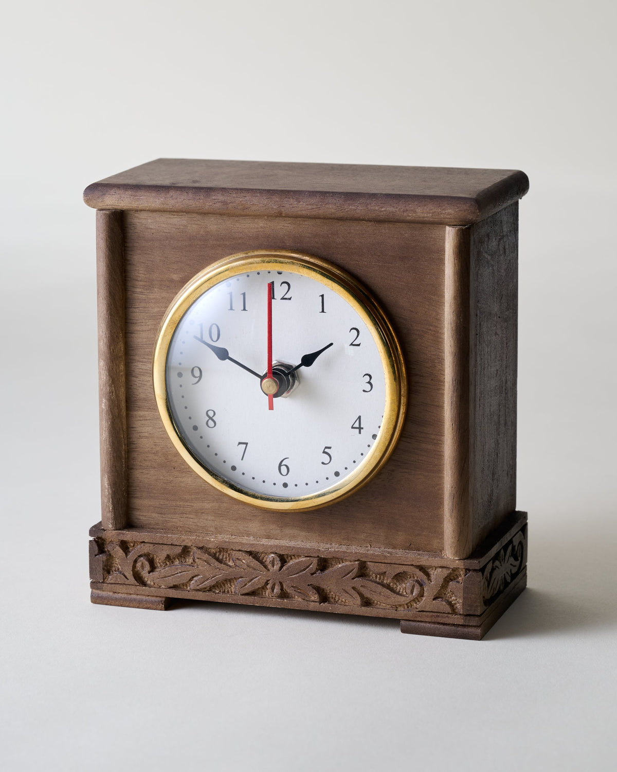 Mavelle Antiqued Carved Wood Mantel Clock decorative accent
