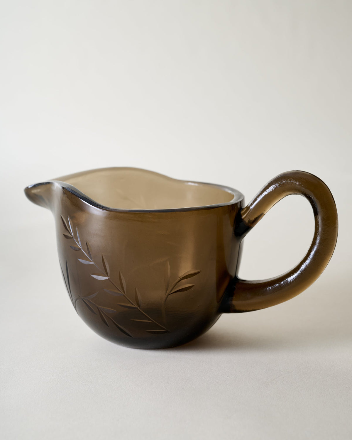 Mavelle Brown Etched Glass Gravy Boat serving piece