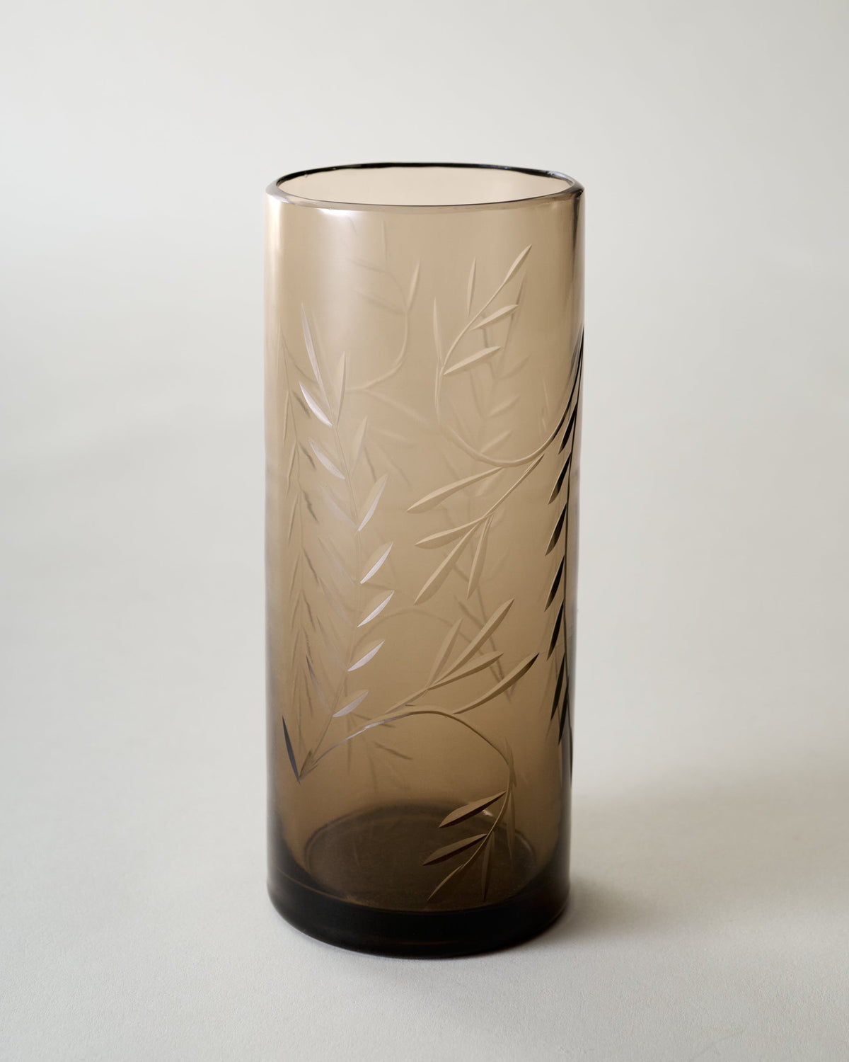 Mavelle Recycled Etched Glass Tumbler, Brown drinking glass