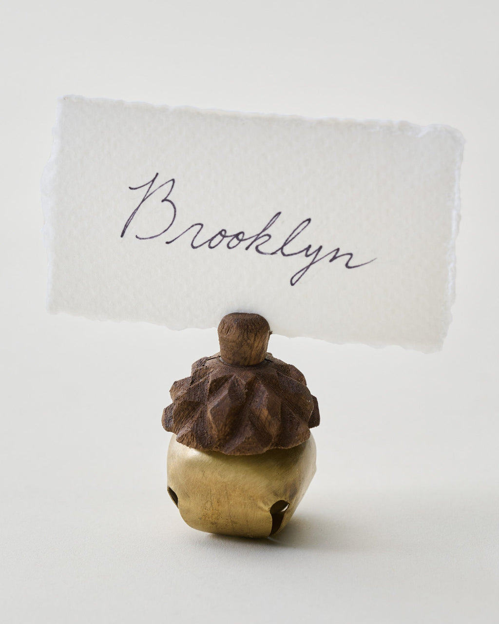 Mavelle Acorn Jingle Bell Place Card Holder decorative accent - Detail View