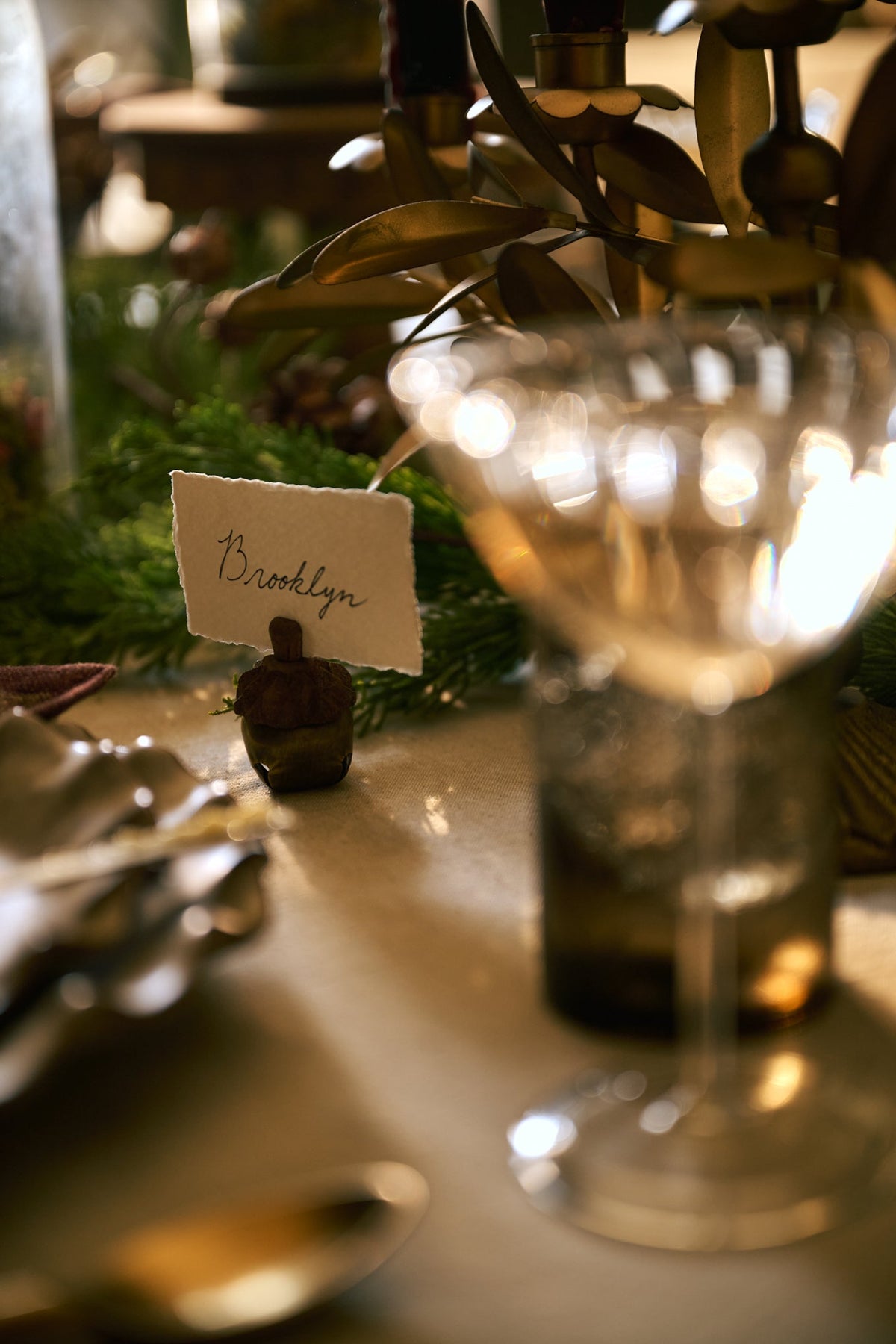 Mavelle Acorn Jingle Bell Place Card Holder decorative accent - Close-Up
