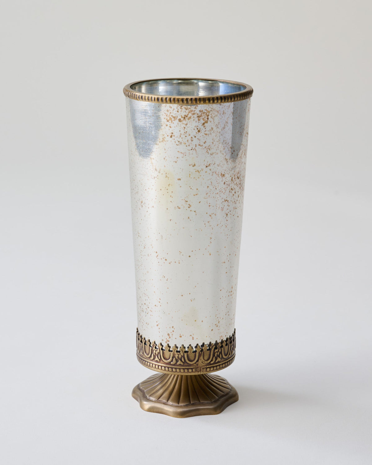 Mavelle Scalloped Brass and Mercury Glass Vessel vase - Styled in Room