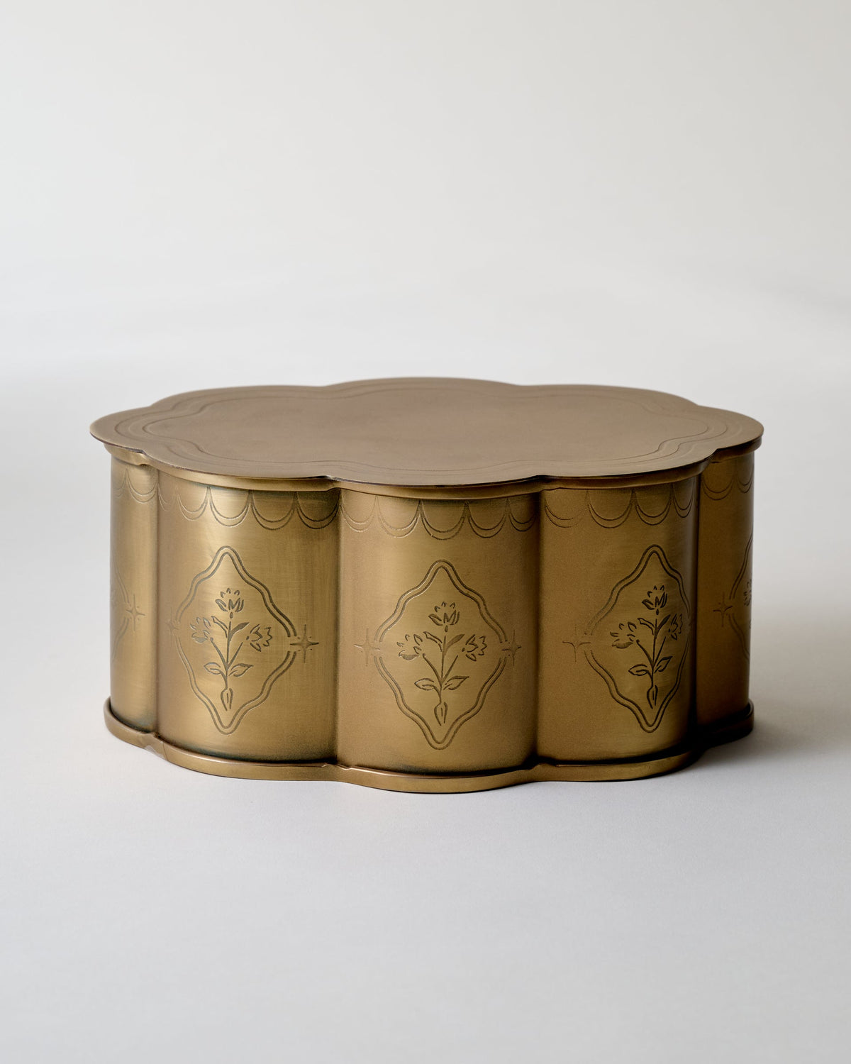 Mavelle Antique Brass Fluted Canister kitchen storage piece - Detail View