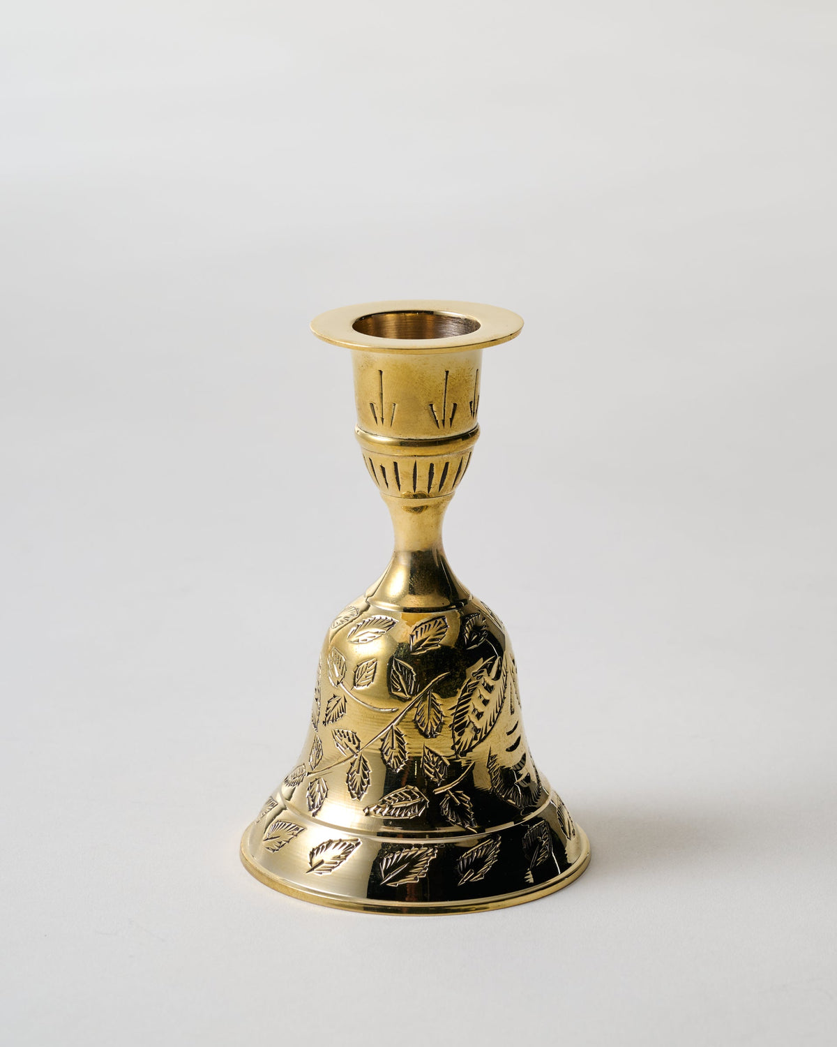 Mavelle Etched Solid Brass Bell Taper Holder candle holder