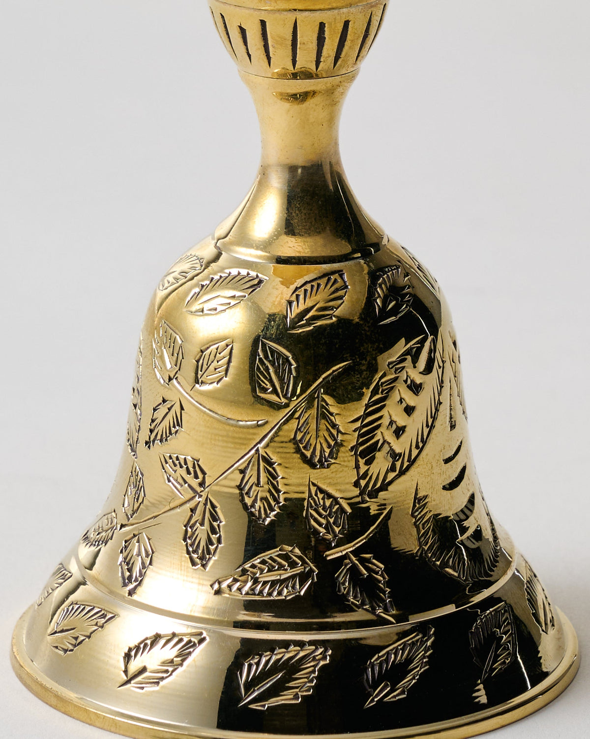 Mavelle Etched Solid Brass Bell Taper Holder candle holder - Side View