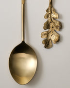 Mavelle Antique Brass Oak Leaf Handle Serving Set of Two serving piece - Styled in Room