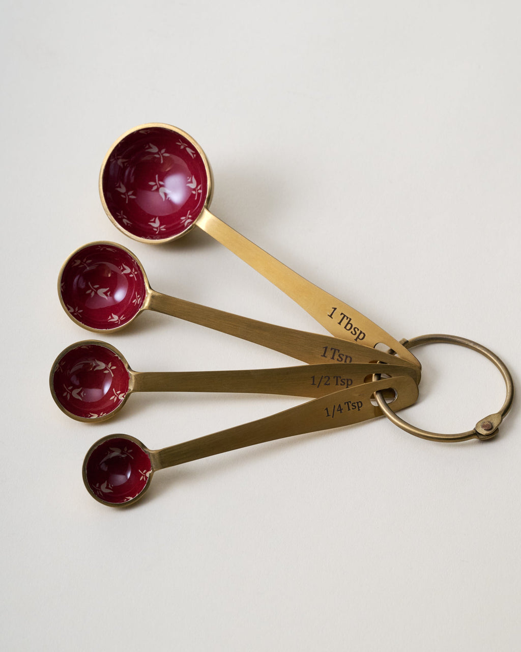 Mavelle Brass & Enamel Plaid Tulip Spoons kitchen tool - Detail View