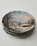 Mavelle Classic Christmas Scene Schoolhouse Dessert Plate dinnerware set