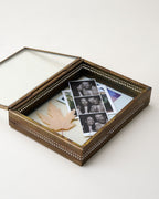 Mavelle Willow Etched Metal and Glass Box decorative box - Detail View