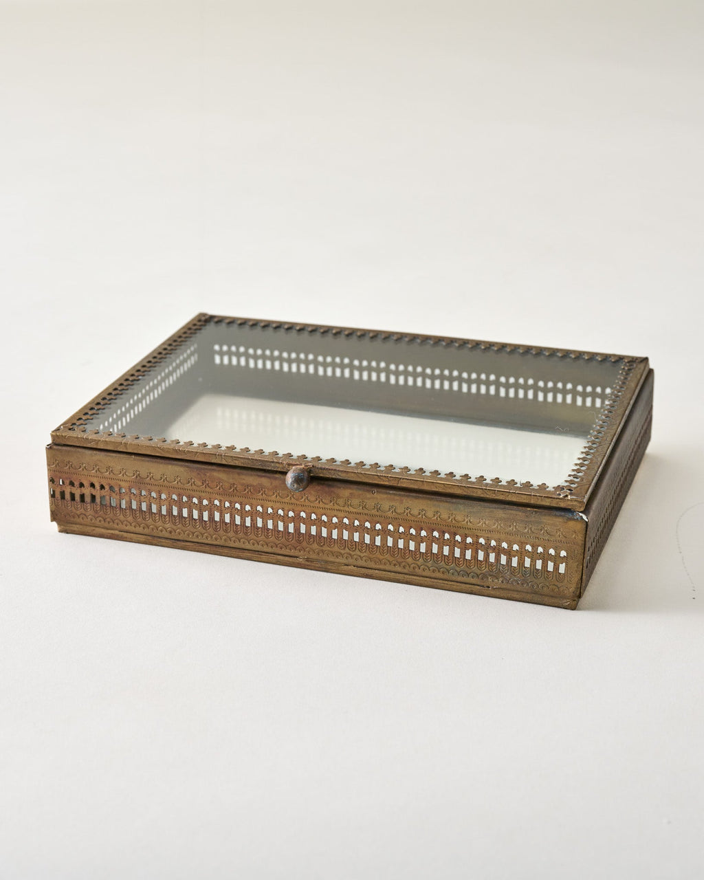 Mavelle Willow Etched Metal and Glass Box decorative box - Styled in Room