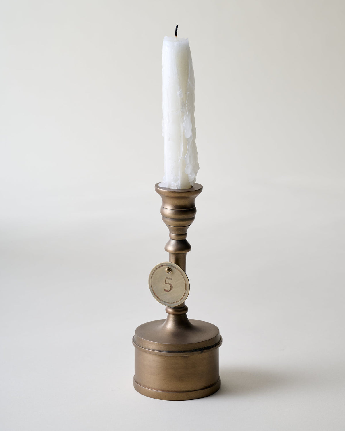 Mavelle Antique Brass Taper Holder Countdown candle holder