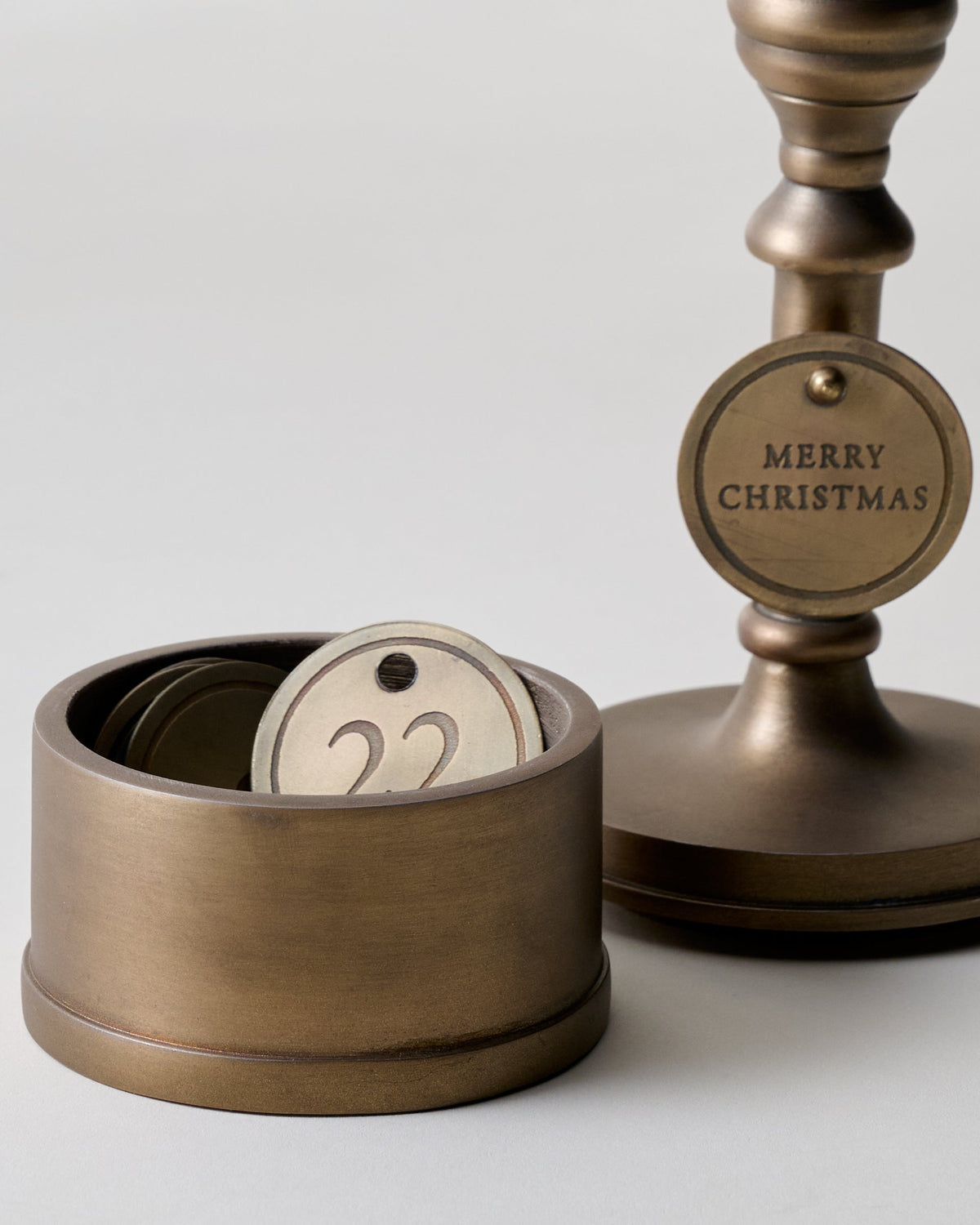 Mavelle Antique Brass Taper Holder Countdown candle holder - Styled in Room