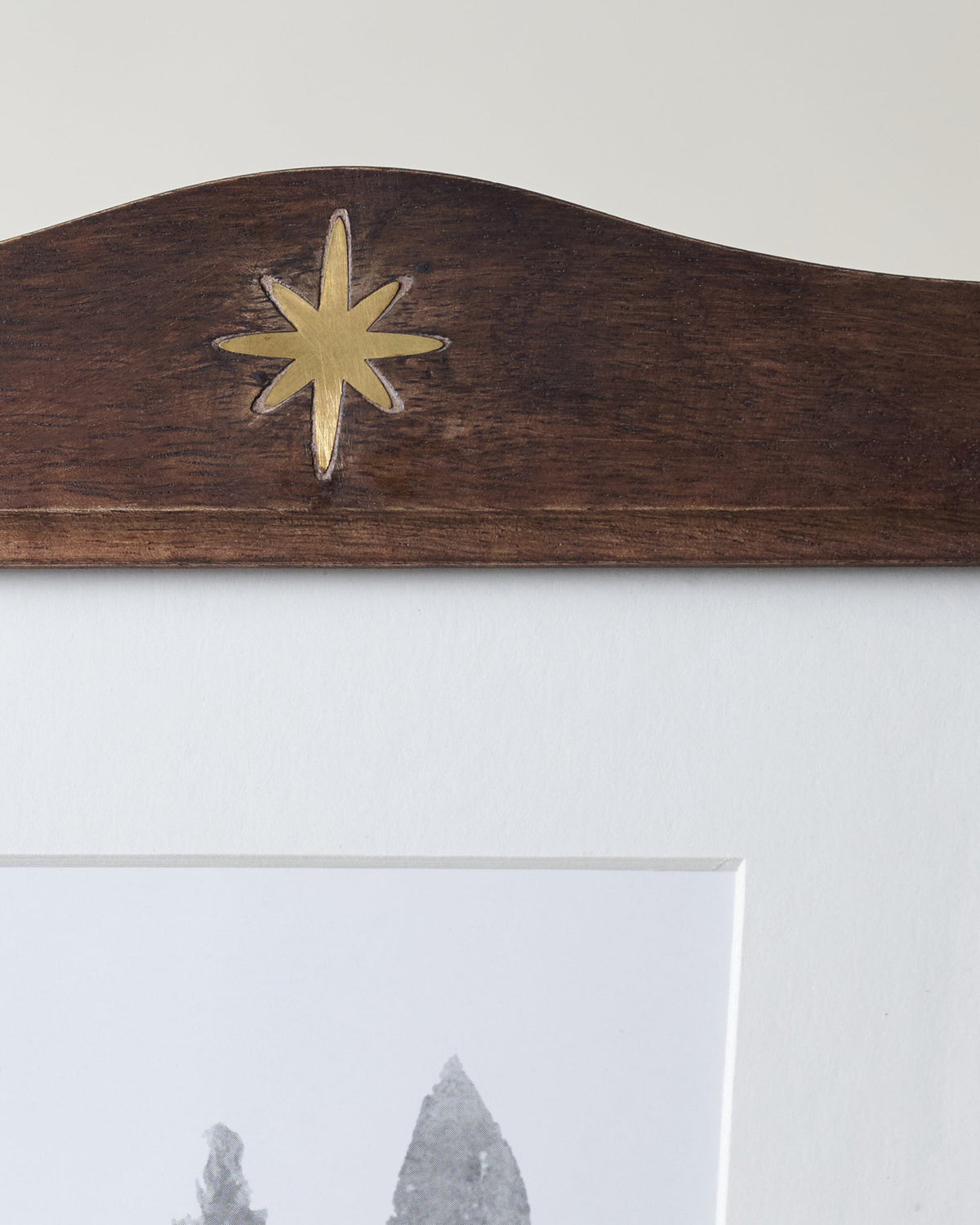 Mavelle Brass Star Inlay Wood Photo Frame picture frame - Styled in Room