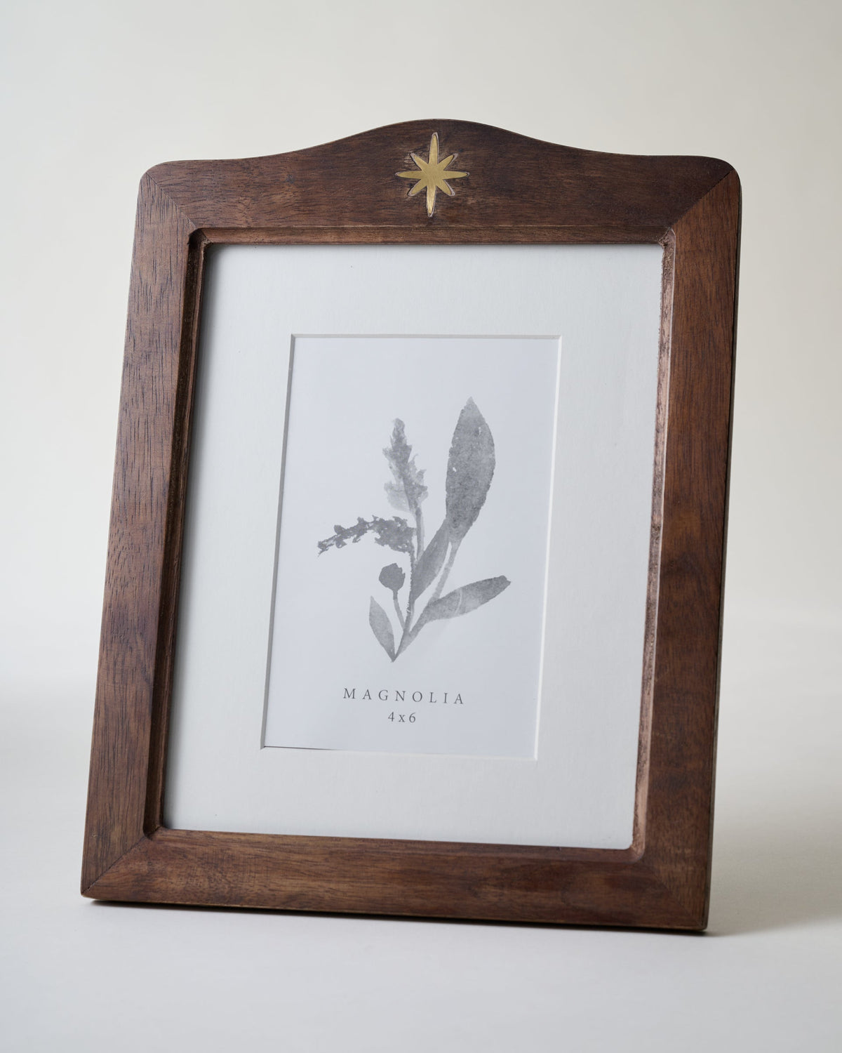 Mavelle Brass Star Inlay Wood Photo Frame picture frame - Detail View