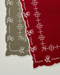 Mavelle Olive & Red Cross Stitch Winter Tulip Reversible Table Runner - 73"x15" table runner