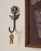 Mavelle Forged Iron Floral Hook I wall hook - Detail View