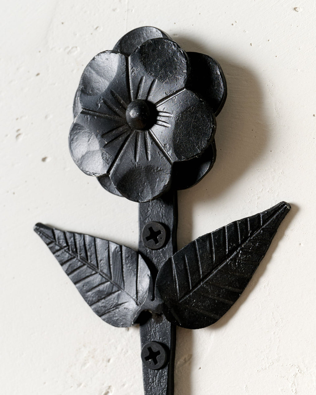 Mavelle Forged Iron Floral Hook I wall hook - Styled in Room
