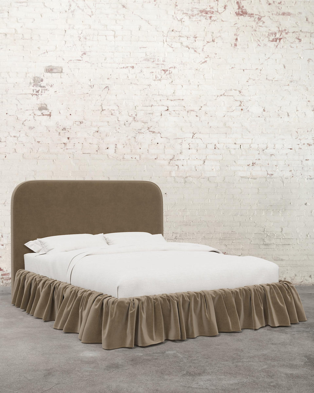 Mavelle Poppy Ruffle Velvet Upholstered Bed bed frame - Close-Up