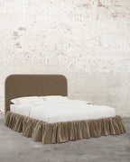 Mavelle Poppy Ruffle Velvet Upholstered Bed bed frame - Close-Up