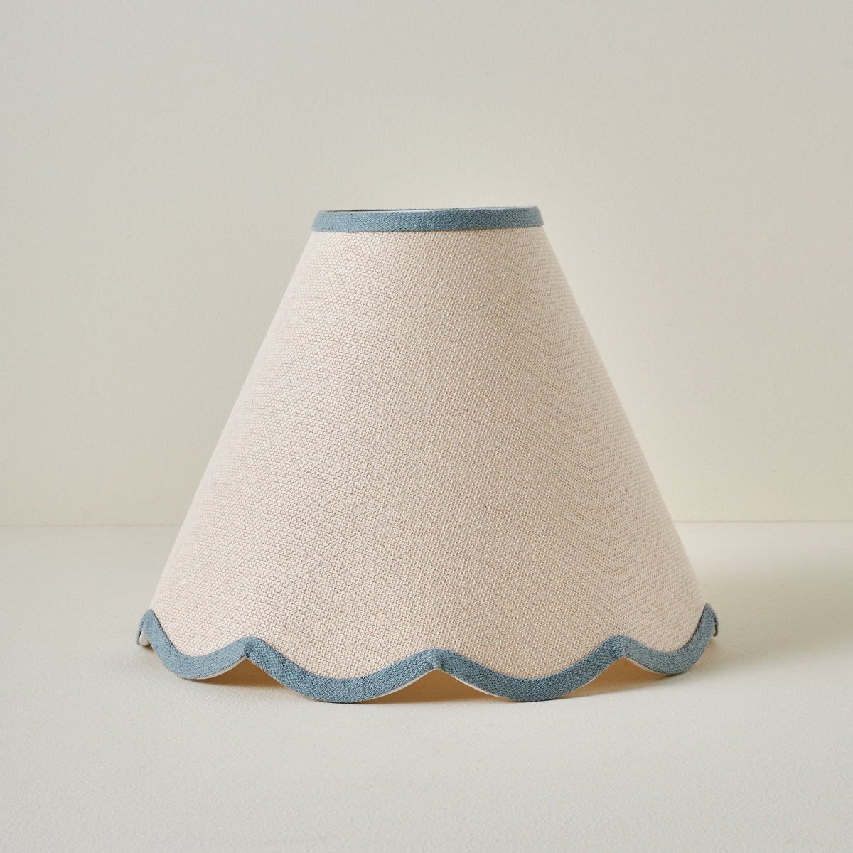 Mavelle Blue Wavy Trim Linen Shade lamp shade - Detail View