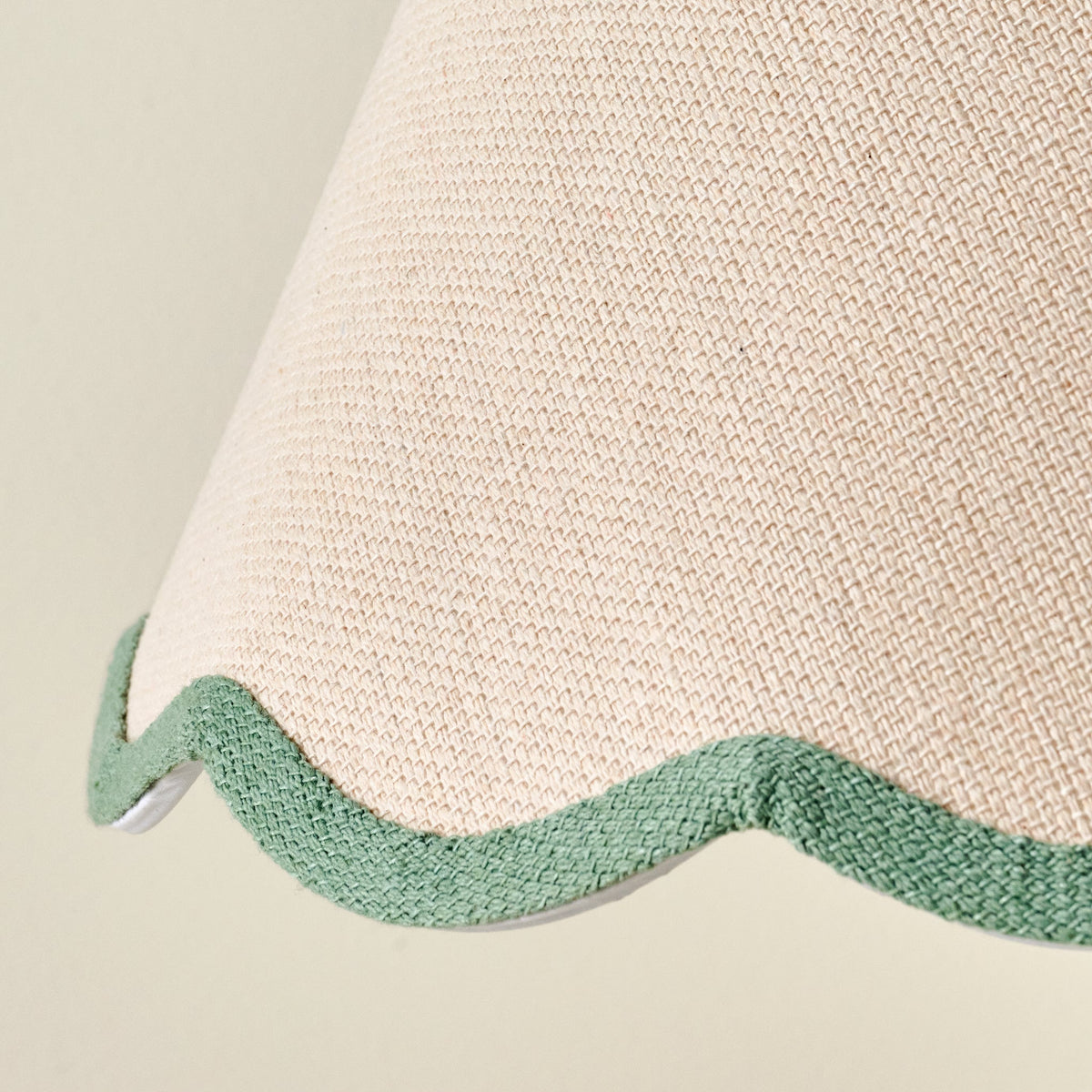 Mavelle Green Wavy Trim Linen Shade lamp shade